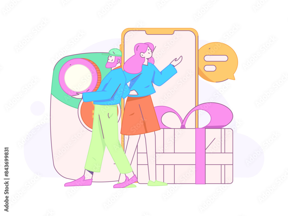Use red envelopes to attract new customers and promote activity. Flat vector character concept illustration
Use red envelopes to attract new customers and promote activity. Flat vector character concept illustration