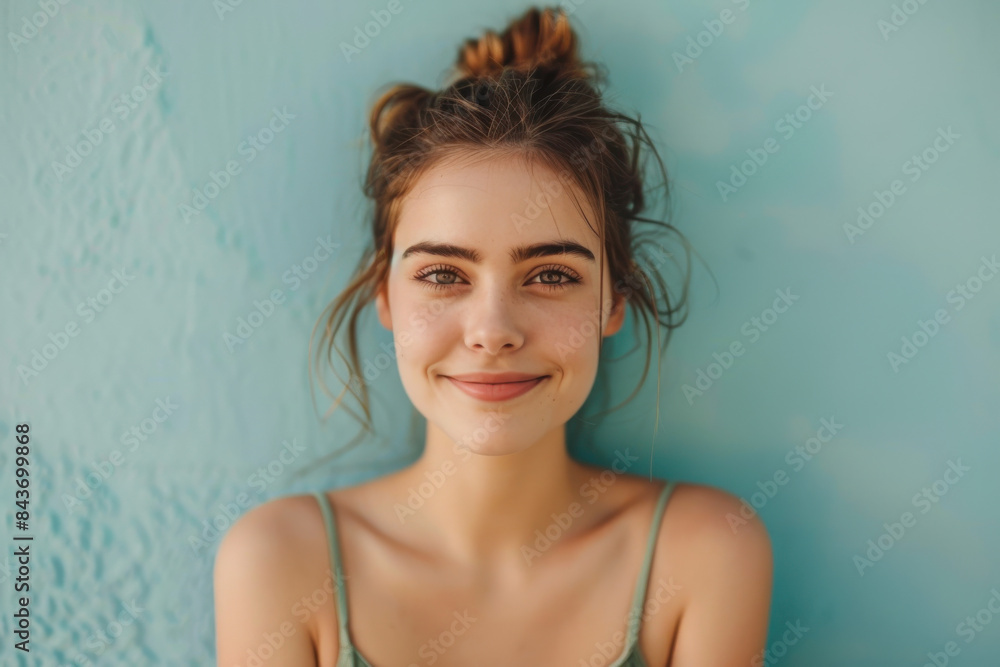 A close up portrait of a young woman with a subtle smile