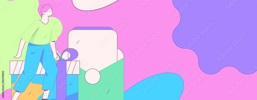 Use red envelopes to attract new customers and promote activity. Flat vector character concept illustration
Use red envelopes to attract new customers and promote activity. Flat vector character concept illustration