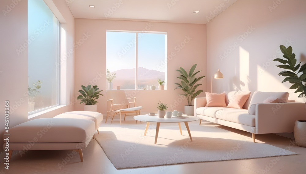 Photo interior modern design room 3D illustration Photo interior modern design room 3D illustration