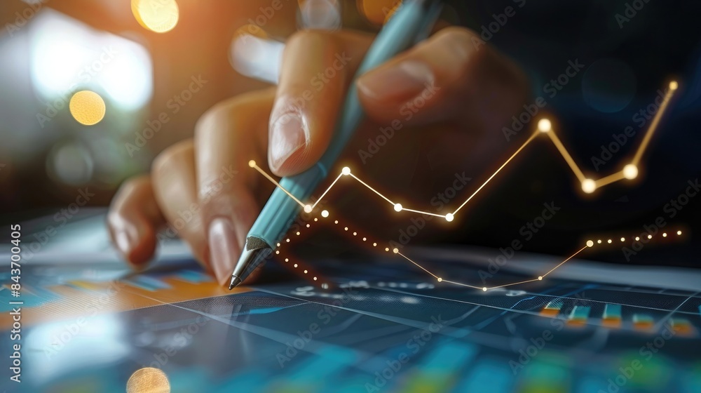 hand drawing graph chart and business strategy as concept hand drawing graph chart and business strategy as concept
