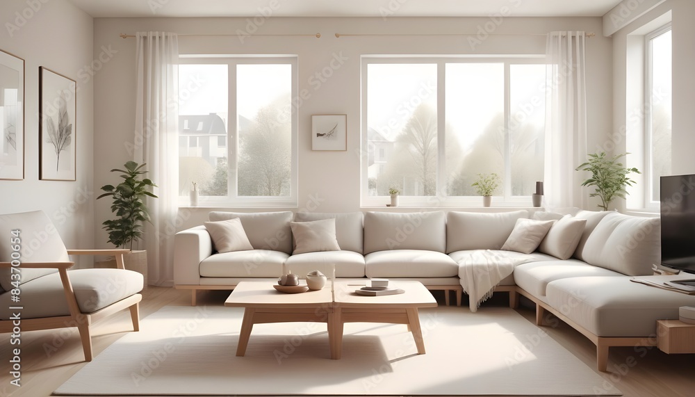 Photo interior modern design room 3D illustration Photo interior modern design room 3D illustration