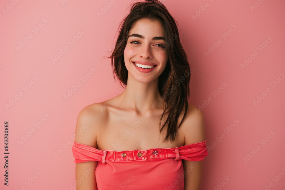 A close up portrait of a young woman with a subtle smile A close up portrait of a young woman with a subtle smile