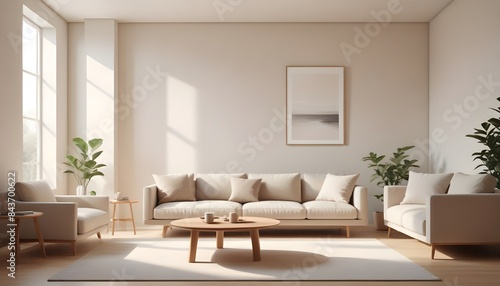 Photo interior modern design room 3D illustration