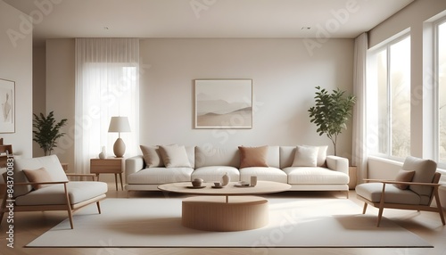 Photo interior modern design room 3D illustration