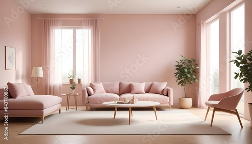 Photo interior modern design room 3D illustration