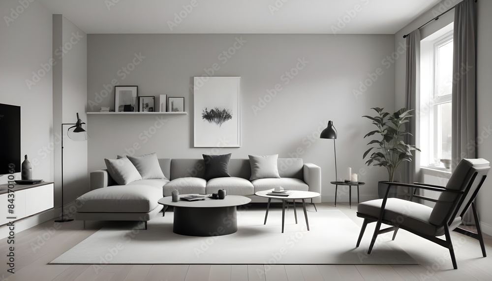 Fototapeta premium Photo interior modern design room 3D illustration