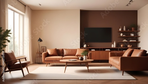 Photo interior modern design room 3D illustration