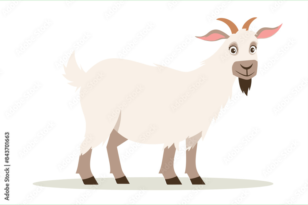 Vector illustration of cute goat isolated on white background. Goat Cartoon. Cute funny goat. Cartoon flat style trendy design farm domestic animal. Vector illustration isolated on white background. Vector illustration of cute goat isolated on white background. Goat Cartoon. Cute funny goat. Cartoon flat style trendy design farm domestic animal. Vector illustration isolated on white background.