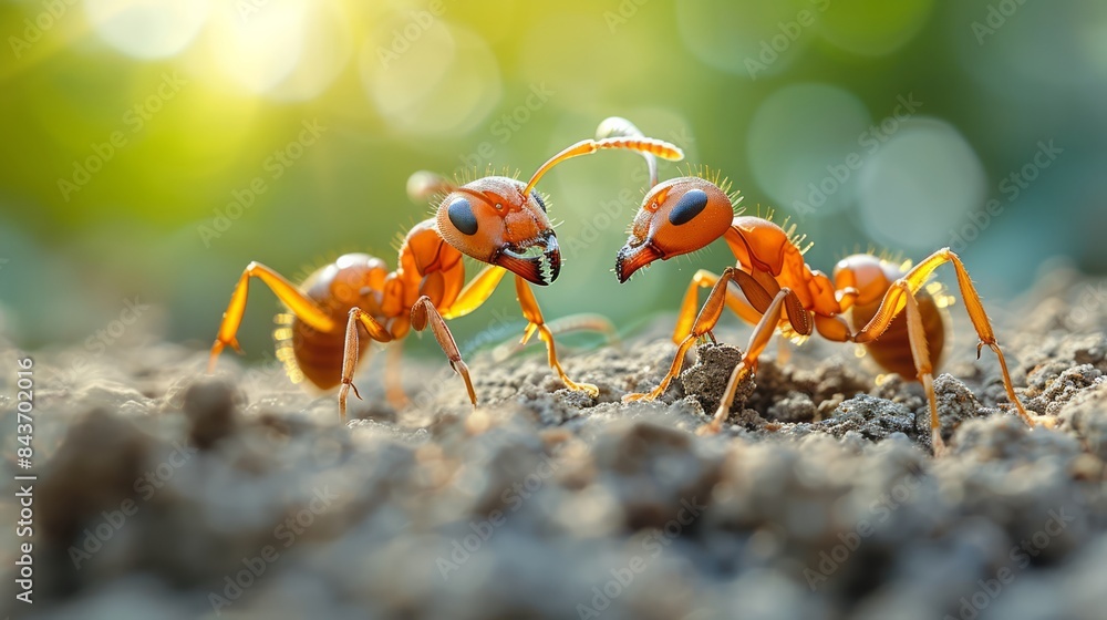 Ants working together to build their nest, illustrating teamwork and cooperation in nature. Ants working together to build their nest, illustrating teamwork and cooperation in nature.