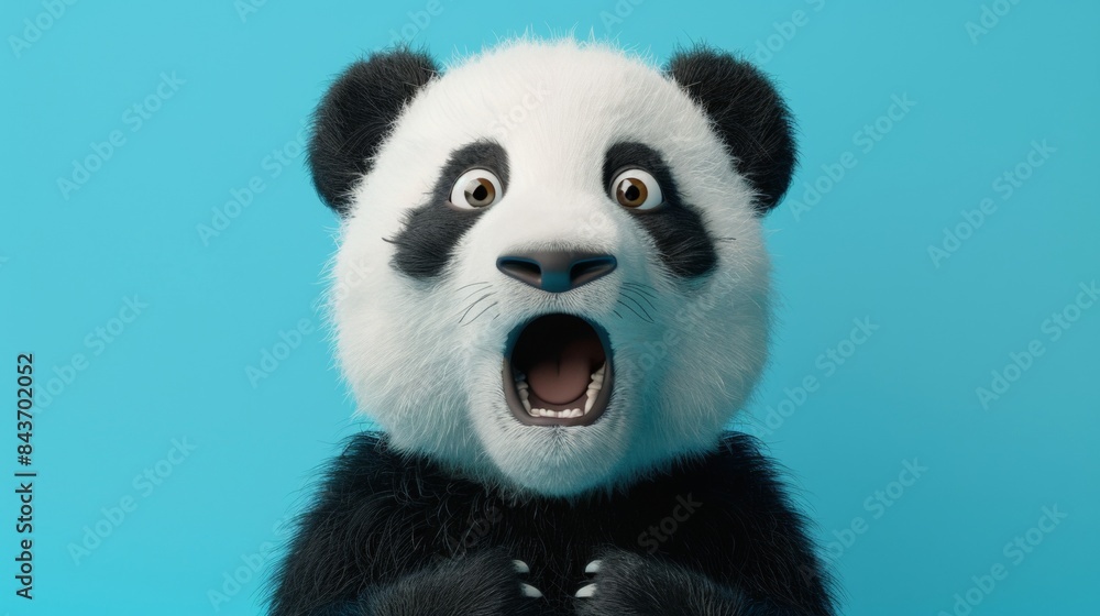 Portrait of a surprised panda over plain background Portrait of a surprised panda over plain background