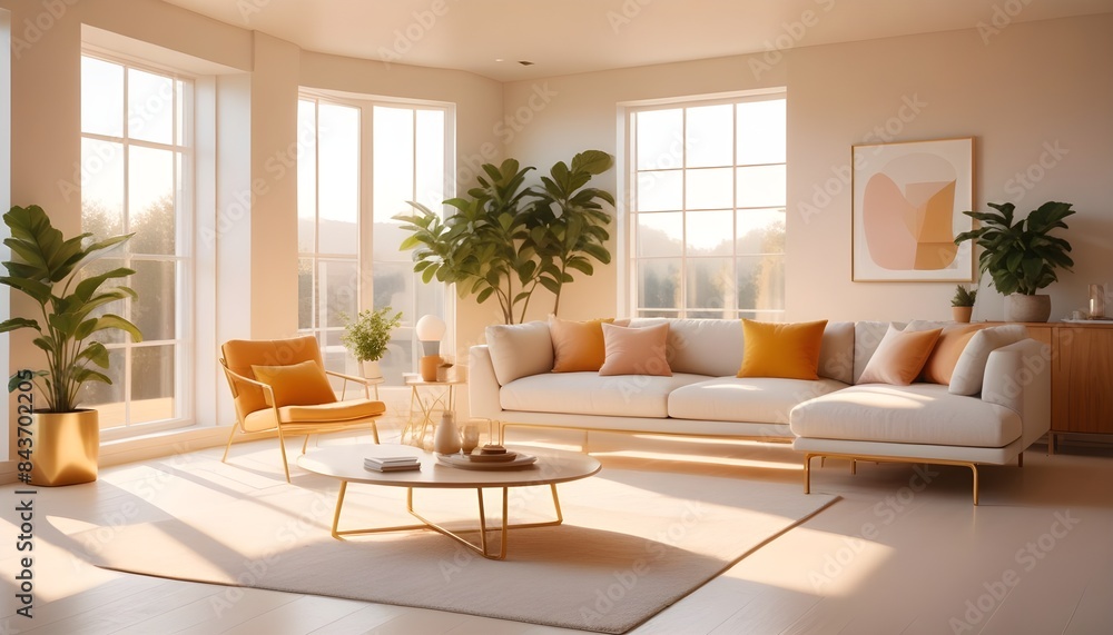 Fototapeta premium Photo interior modern design room 3D illustration