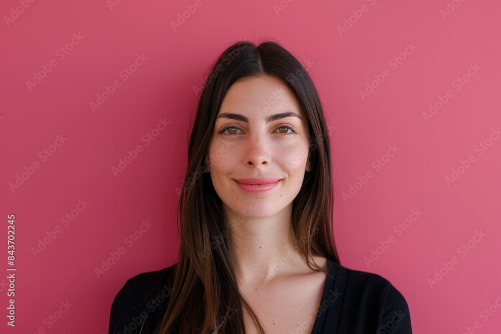 A close up portrait of a young woman with a subtle smile A close up portrait of a young woman with a subtle smile