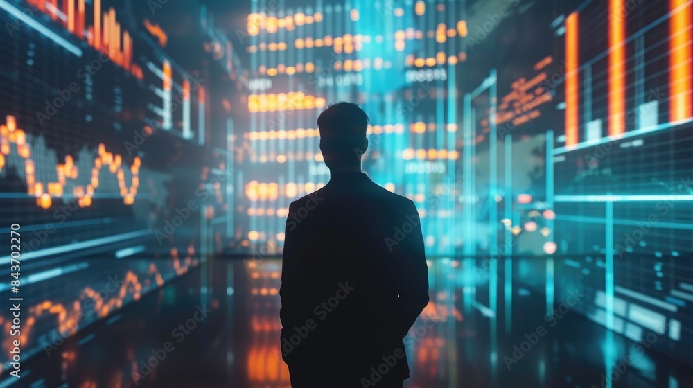 Man with business graph. Business concept Man with business graph. Business concept