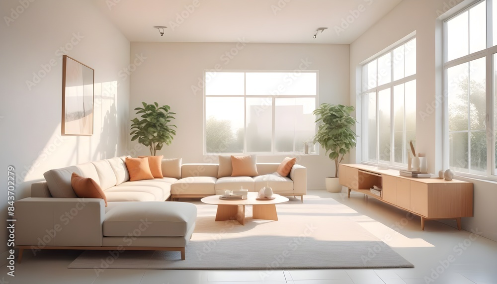 Fototapeta premium Photo interior modern design room 3D illustration