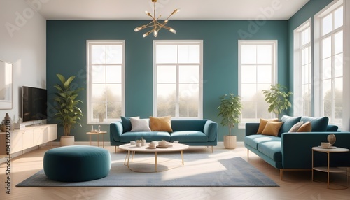 Photo interior modern design room 3D illustration