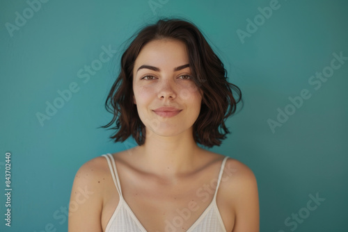 A close up portrait of a young woman with a subtle smile