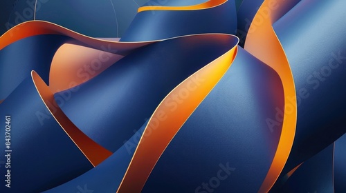 Minimal geometric background. Dynamic blue shapes composition with orange lines. Abstract background modern hipster futuristic graphic. Vector abstract background texture design, bright poster, banner