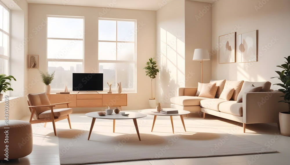 Fototapeta premium Photo interior modern design room 3D illustration