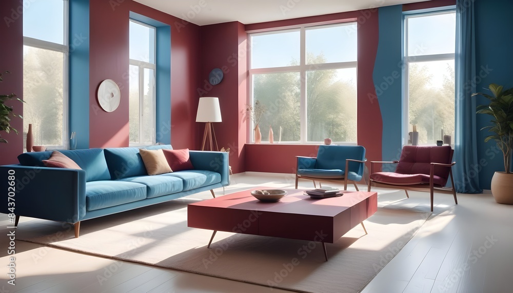 Photo interior modern design room 3D illustration Photo interior modern design room 3D illustration