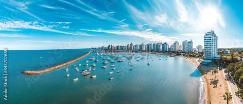 AI generator image of Aerial view of Harbour .colorful.Panorama landscape view