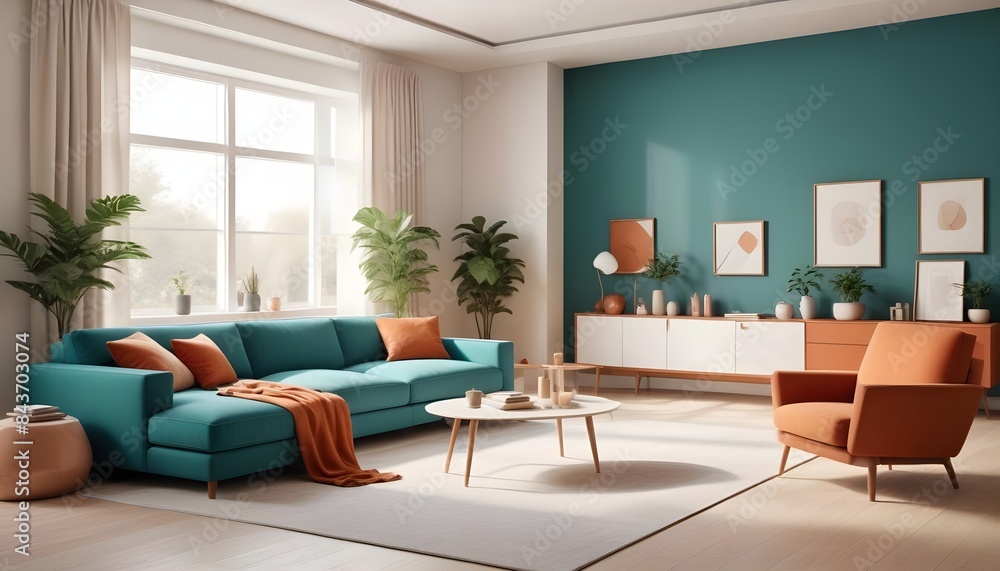 Photo interior modern design room 3D illustration Photo interior modern design room 3D illustration