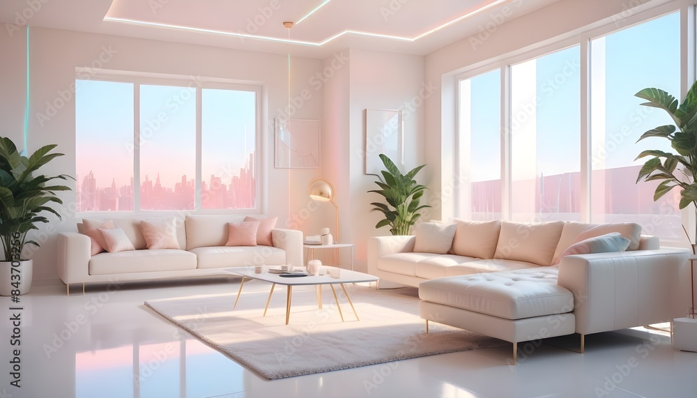 Photo interior modern design room 3D illustration Photo interior modern design room 3D illustration