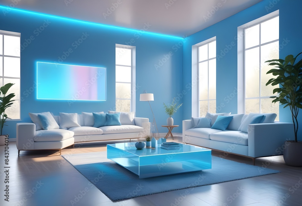 Photo interior modern design room 3D illustration Photo interior modern design room 3D illustration