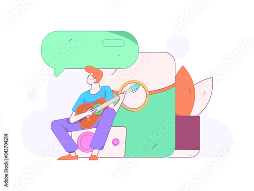 Use red envelopes to attract new customers and promote activity. Flat vector character concept illustration
