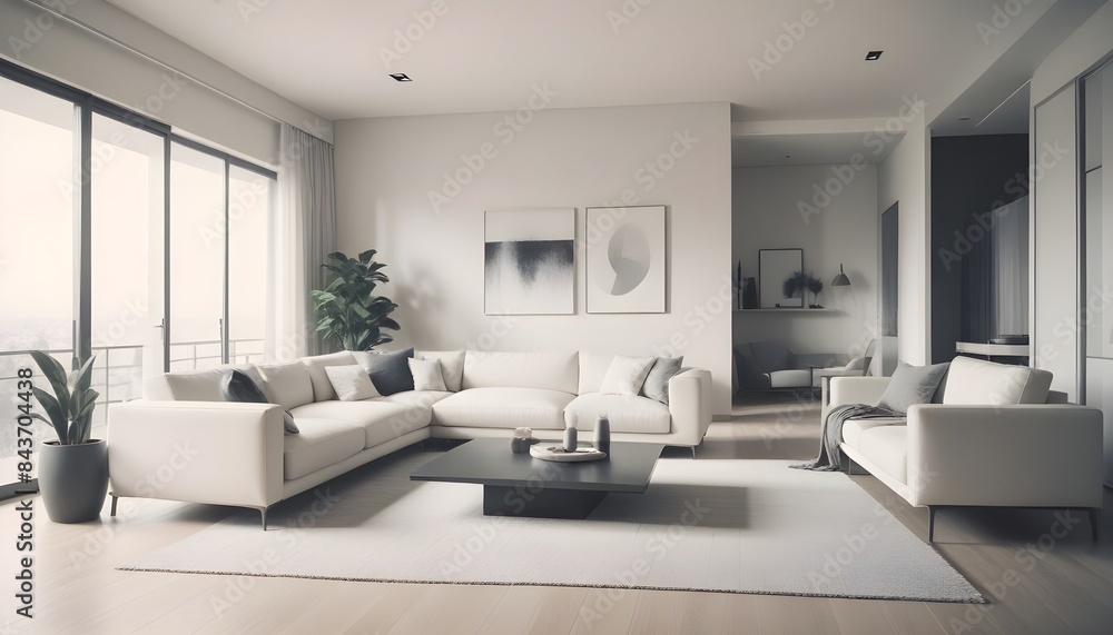 Photo interior modern design room 3D illustration Photo interior modern design room 3D illustration