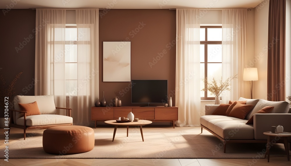 Fototapeta premium Photo interior modern design room 3D illustration