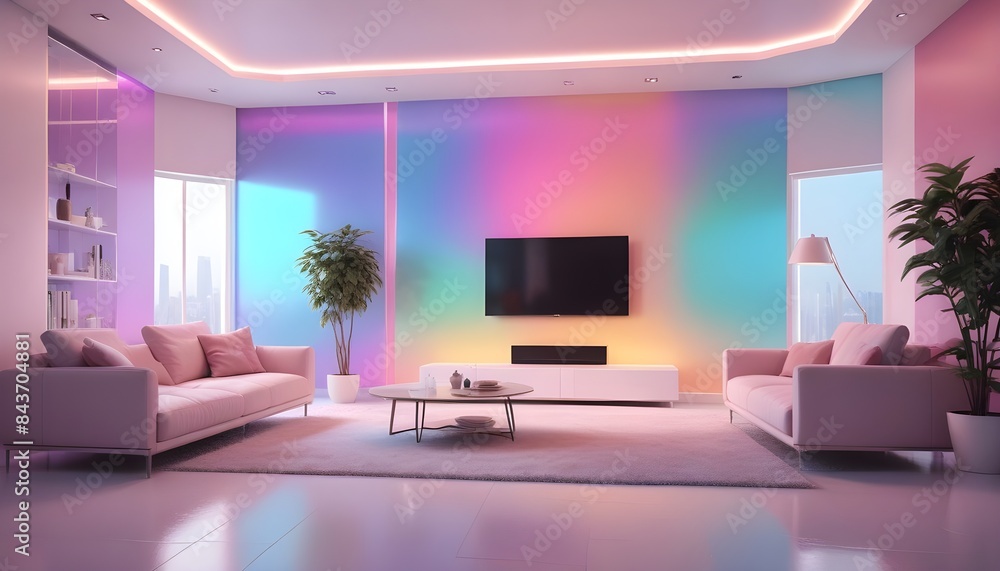 Photo interior modern design room 3D illustration