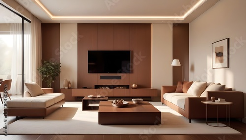 Photo interior modern design room 3D illustration