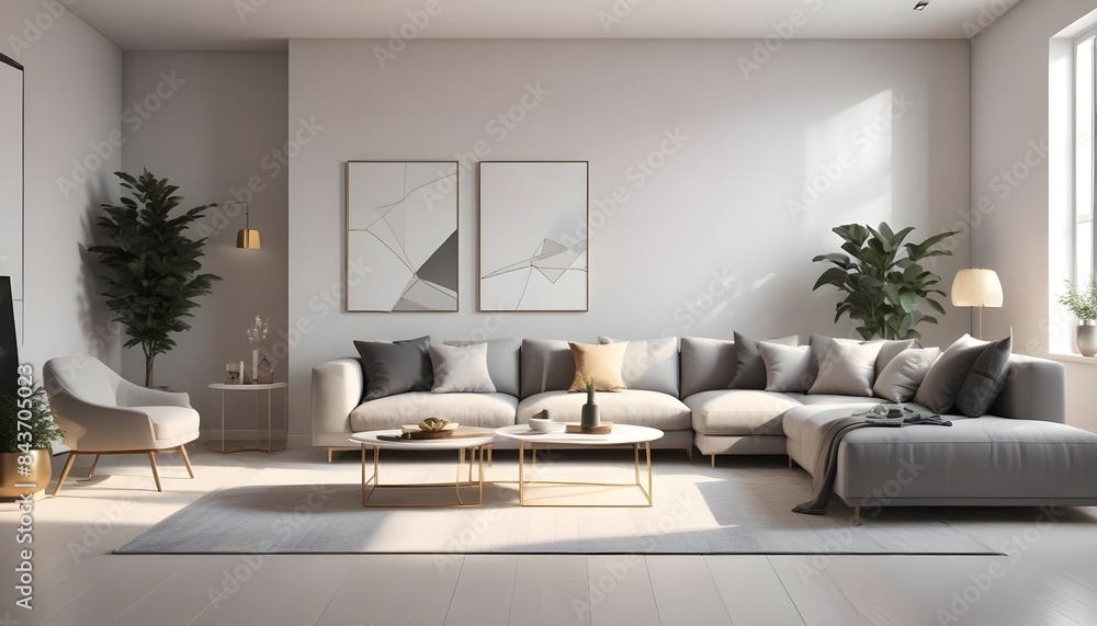 Photo interior modern design room 3D illustration Photo interior modern design room 3D illustration