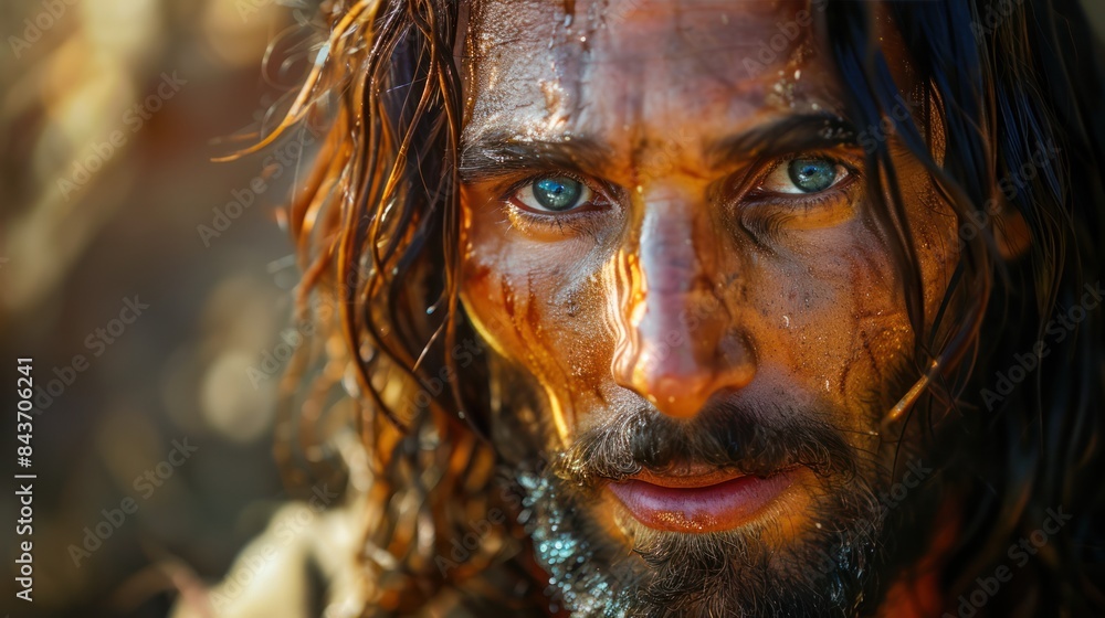 A Mans Determined Gaze Amidst a Golden Sunset. Generative AI A Mans Determined Gaze Amidst a Golden Sunset. Generative AI