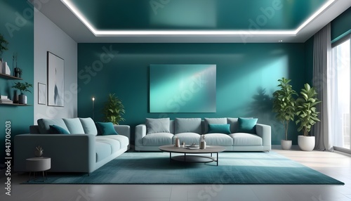 Photo interior modern design room 3D illustration