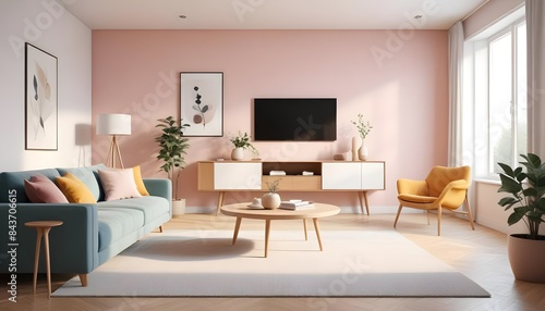 Photo interior modern design room 3D illustration