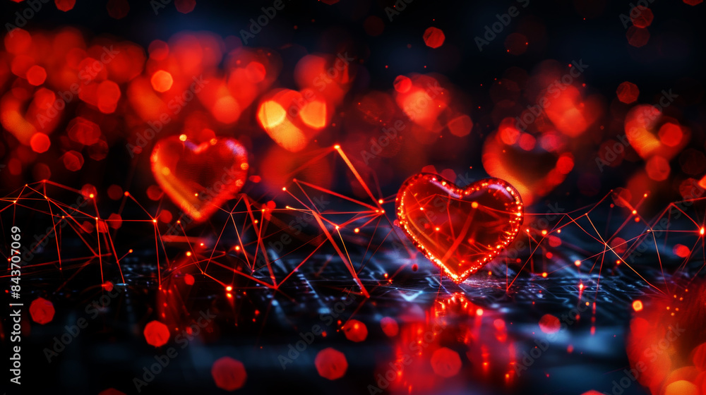 Mesh of connected red hearts Mesh of connected red hearts