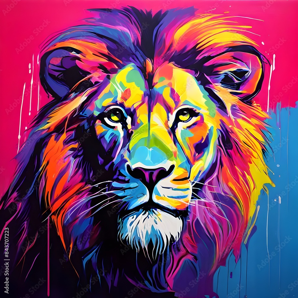 lion head colorful abstract illustration