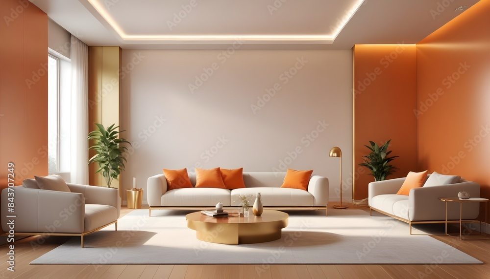 Photo interior modern design room 3D illustration Photo interior modern design room 3D illustration