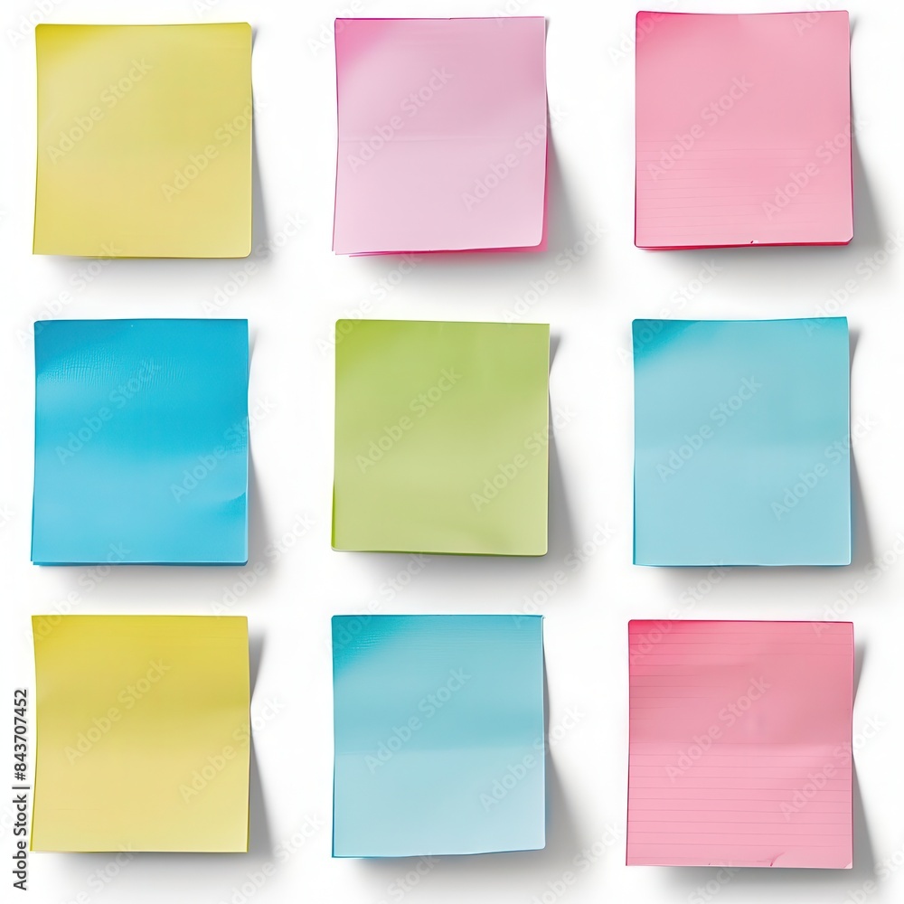 Nine colorful sticky notes isolated on white background. Nine colorful sticky notes isolated on white background.