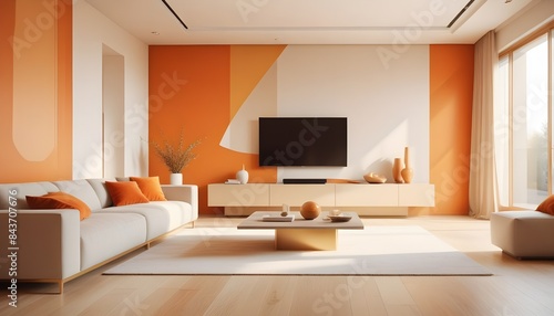 Photo interior modern design room 3D illustration