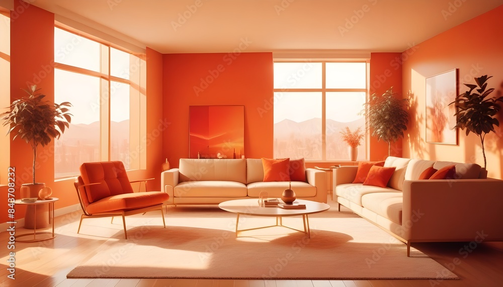 Fototapeta premium Photo interior modern design room 3D illustration