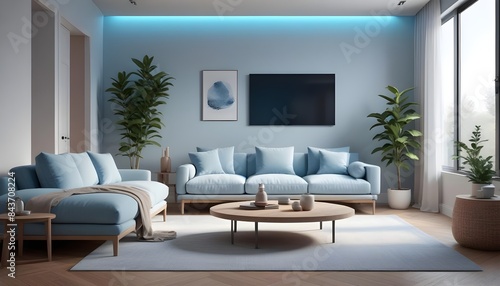 Photo interior modern design room 3D illustration