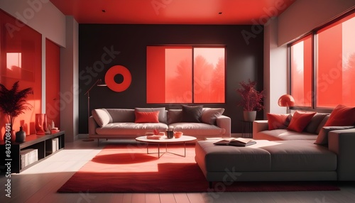 Photo interior modern design room 3D illustration