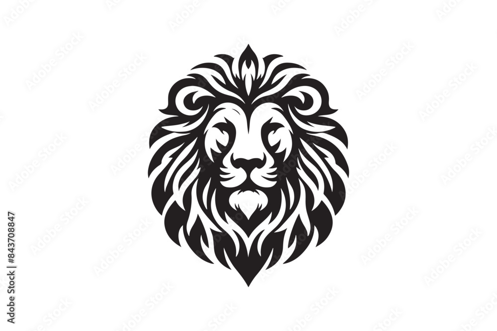 Fototapeta premium Lion head silhouette vector art illustration