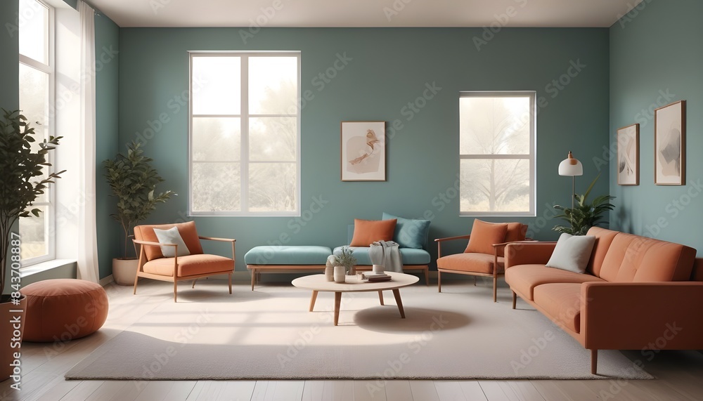 Fototapeta premium Photo interior modern design room 3D illustration