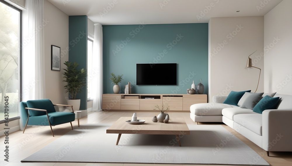 Fototapeta premium Photo interior modern design room 3D illustration