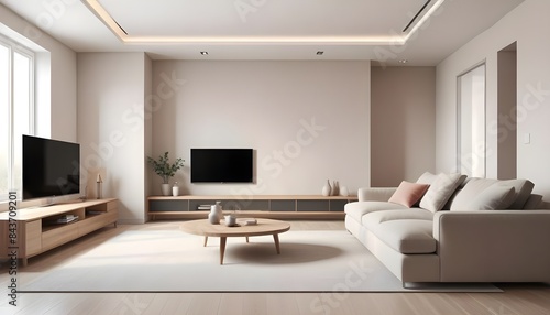 Photo interior modern design room 3D illustration