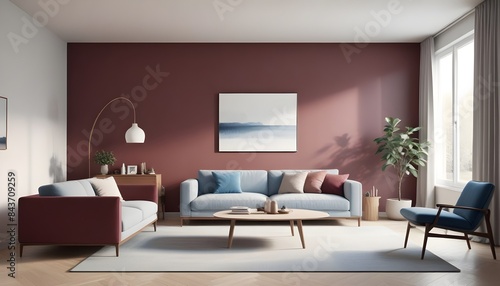 Photo interior modern design room 3D illustration